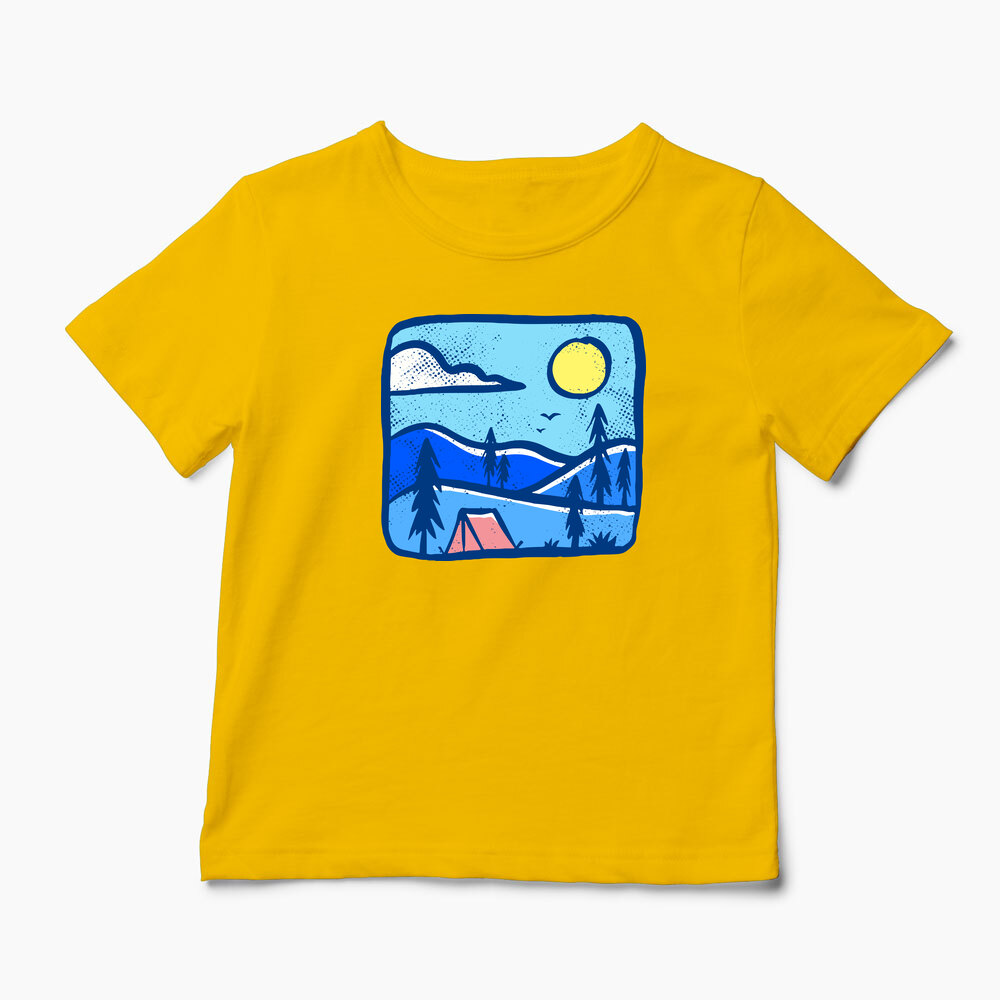 Tricou Personalizat Înapoi în Natură Camping - Copii-Galben