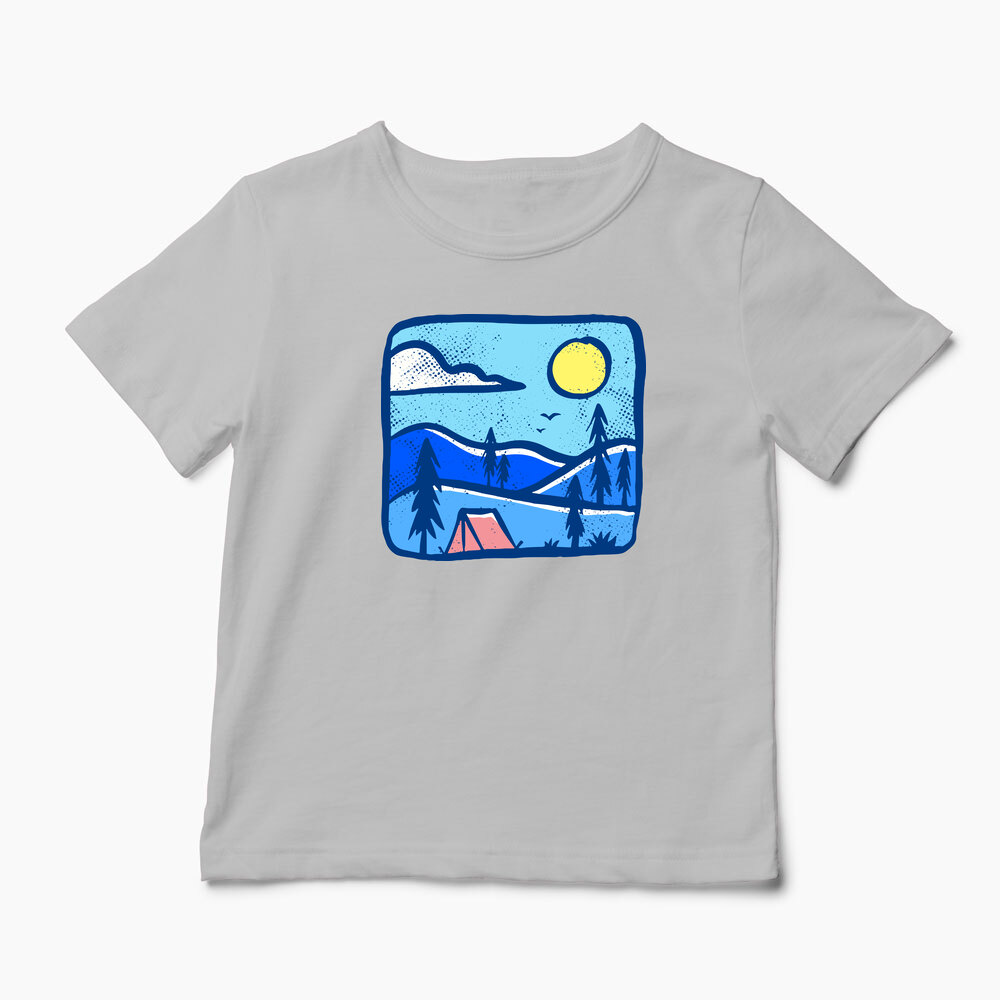 Tricou Personalizat Înapoi în Natură Camping - Copii-Gri