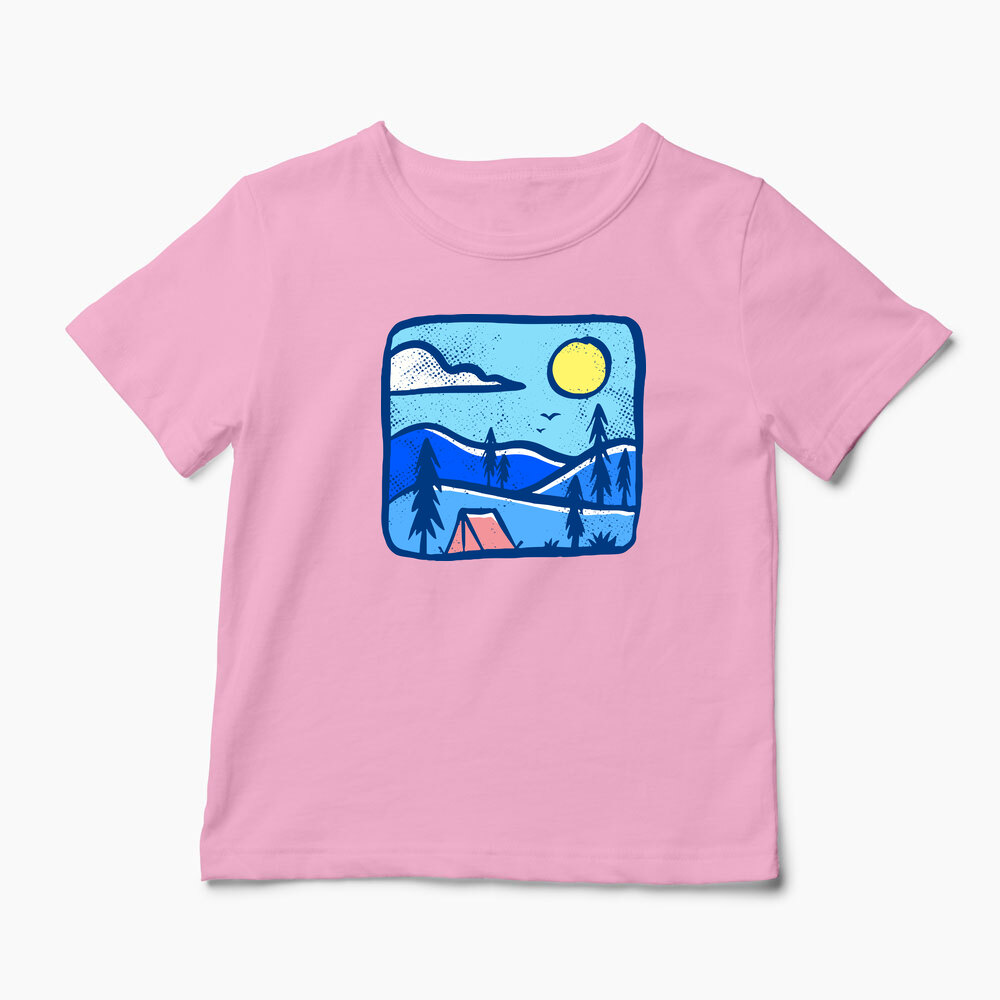 Tricou Personalizat Înapoi în Natură Camping - Copii-Roz