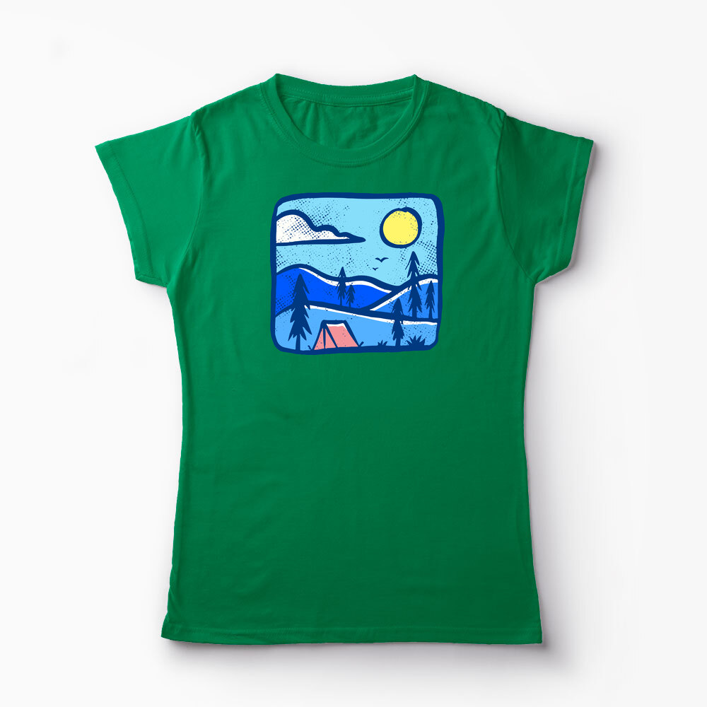 Tricou Personalizat Înapoi în Natură Camping - Femei-Verde