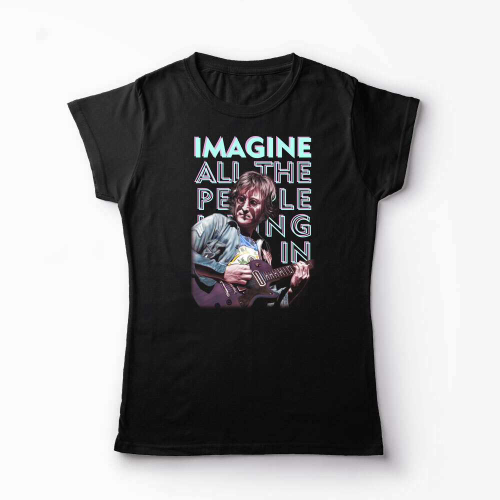 Tricou Personalizat John Lennon Imagine - Femei-Negru