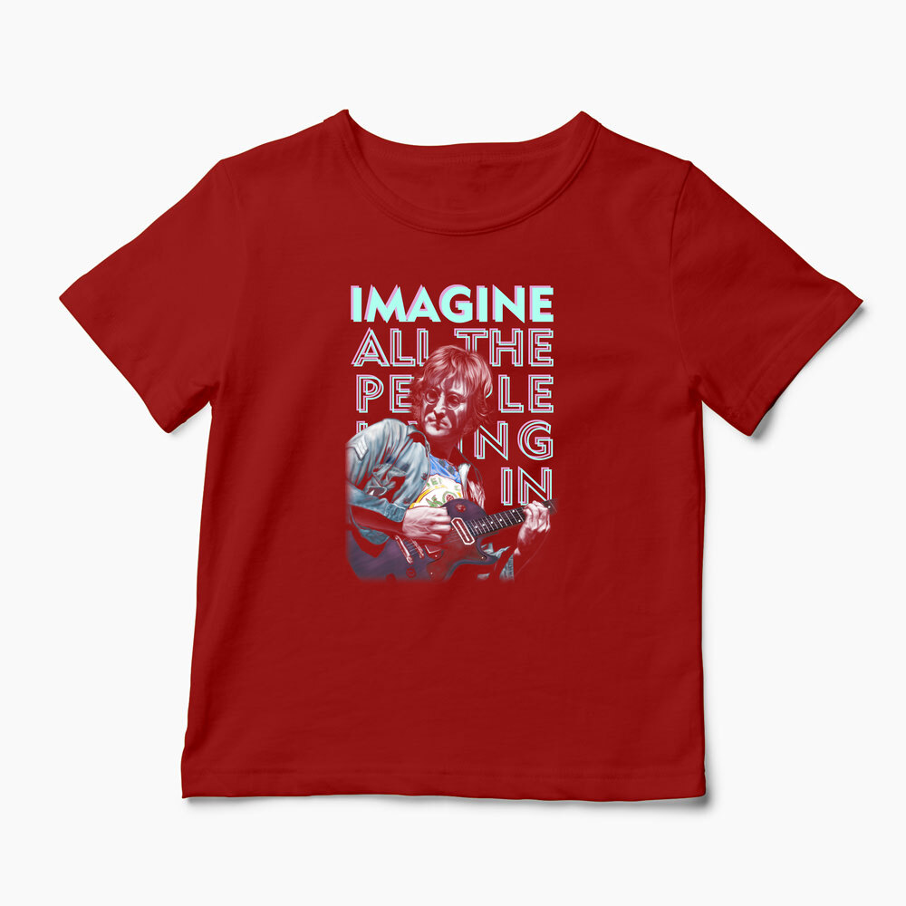 Tricou Personalizat John Lennon Imagine - Copii-Roșu