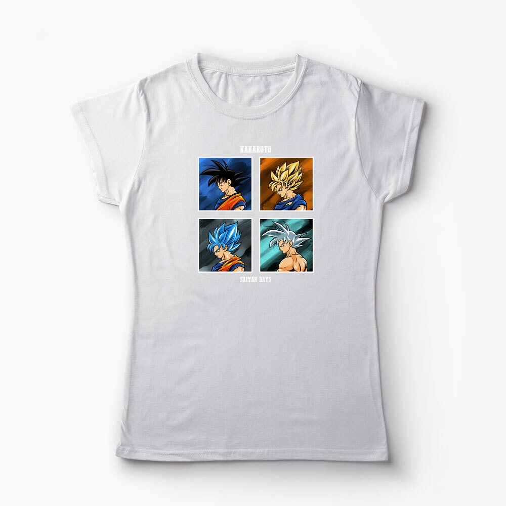 Tricou Personalizat Kakarot Saiyan Dragon Ball Z - Femei-Alb