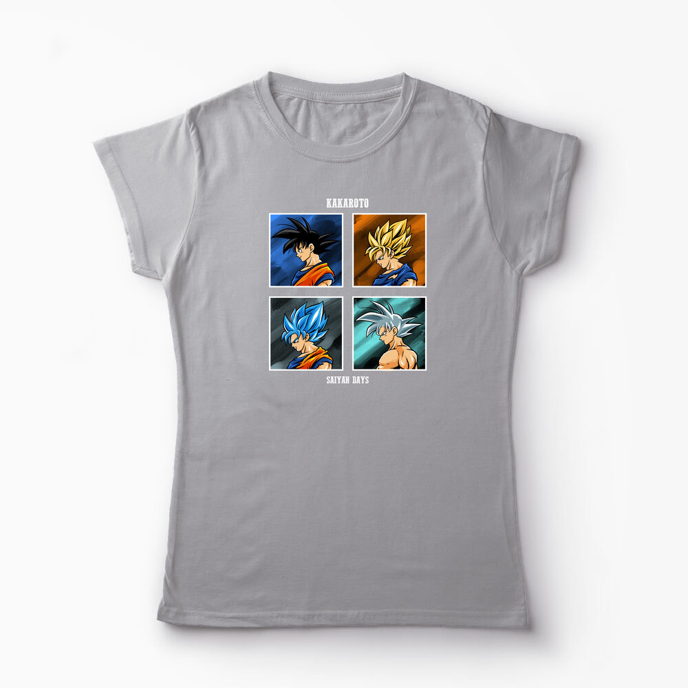 Tricou Personalizat Kakarot Saiyan Dragon Ball Z - Femei-Gri