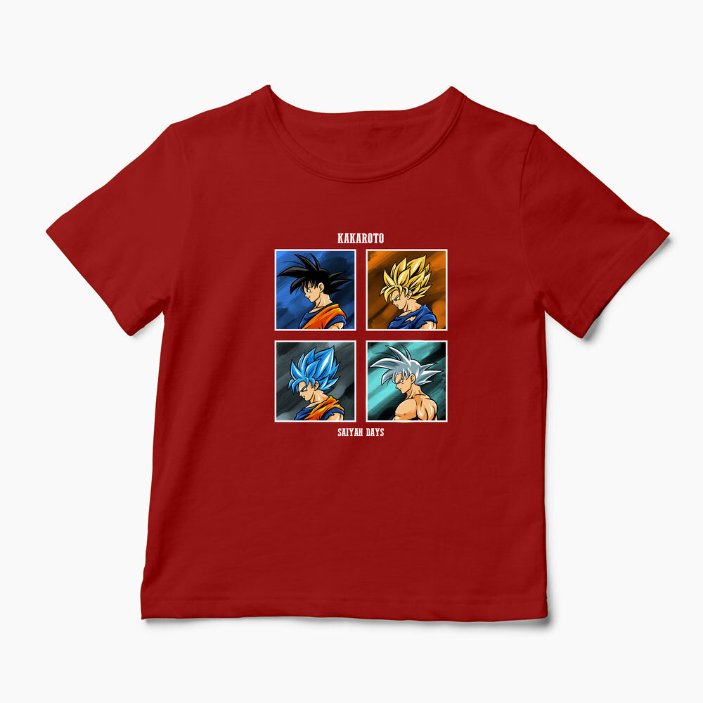Tricou Personalizat Kakarot Saiyan Dragon Ball Z - Copii-Roșu