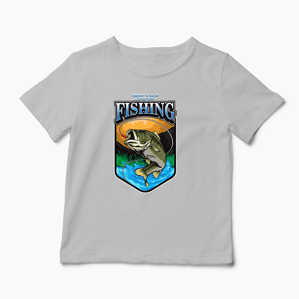 Tricou Personalizat Keep Calm And Go Fishing  - Copii-Gri