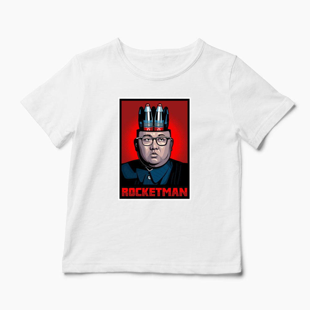 Tricou Personalizat Kim Jong-Un Rocketman - Copii-Alb