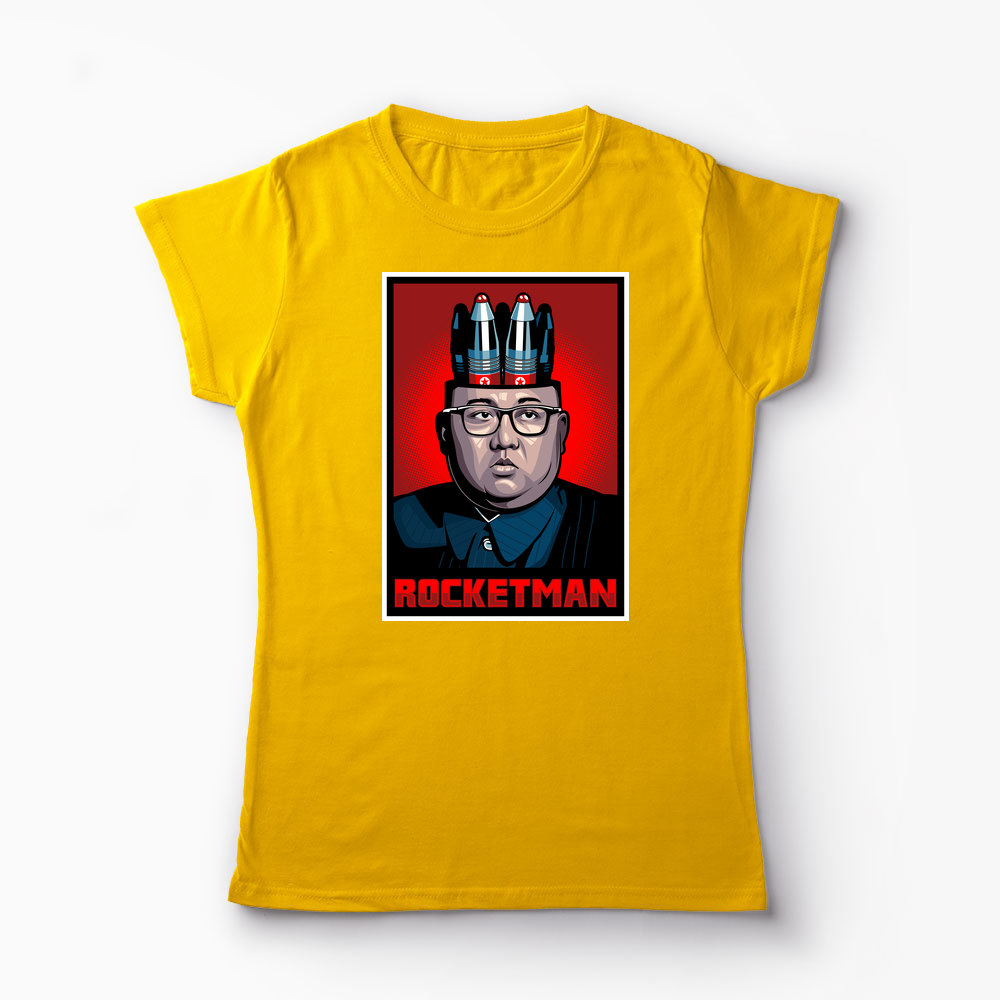 Tricou Personalizat Kim Jong-Un Rocketman - Femei-Galben