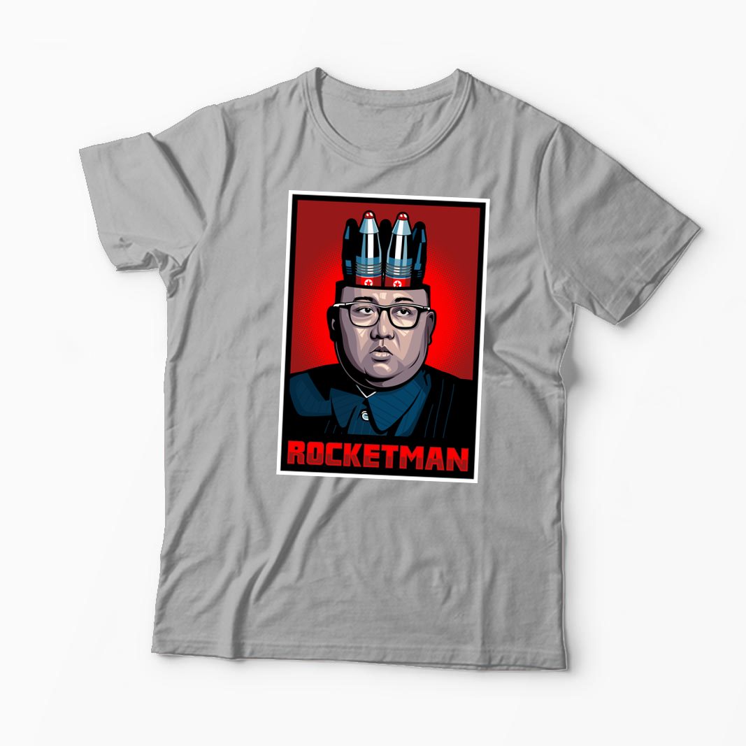 Tricou Personalizat Kim Jong-Un Rocketman - Bărbați-Gri