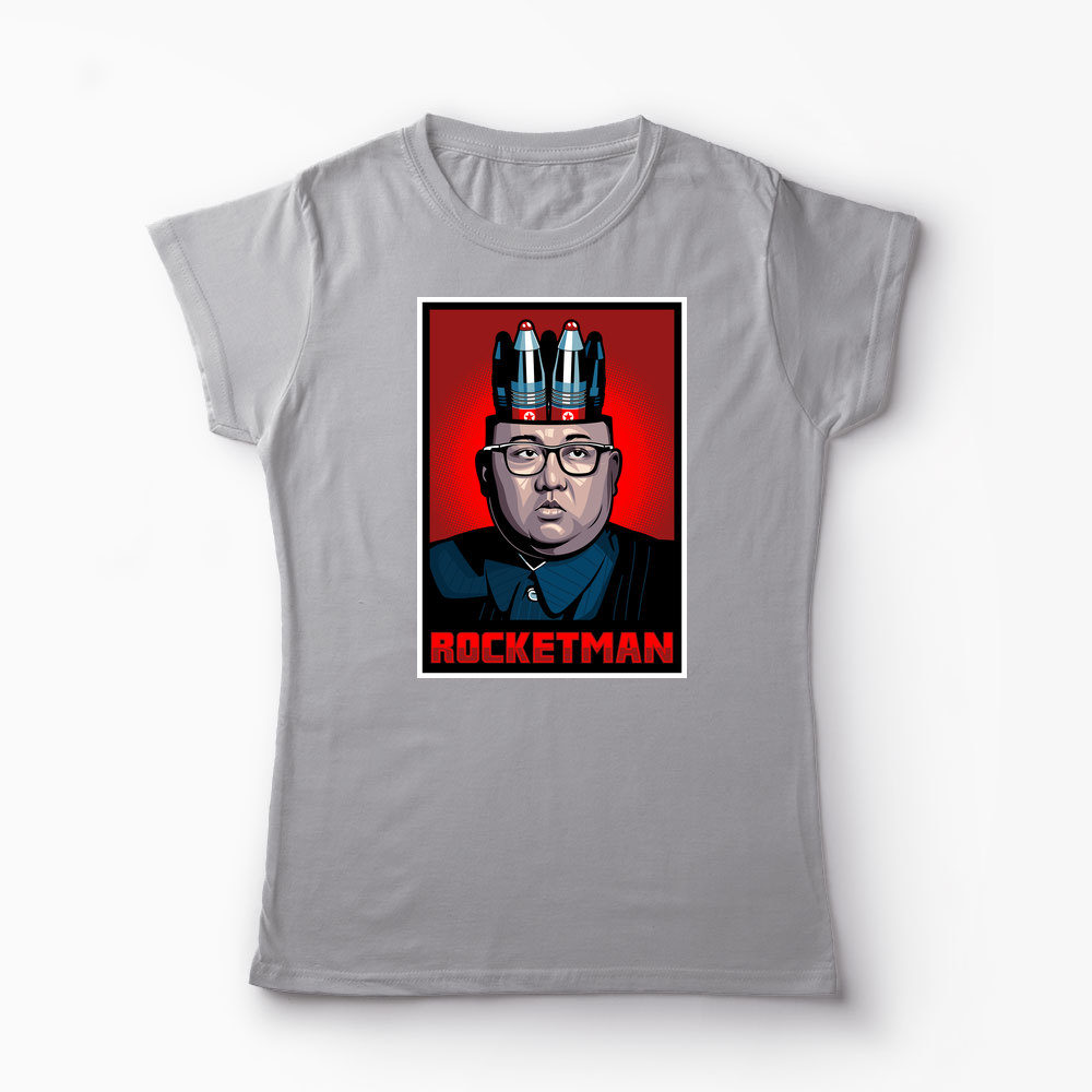 Tricou Personalizat Kim Jong-Un Rocketman - Femei-Gri