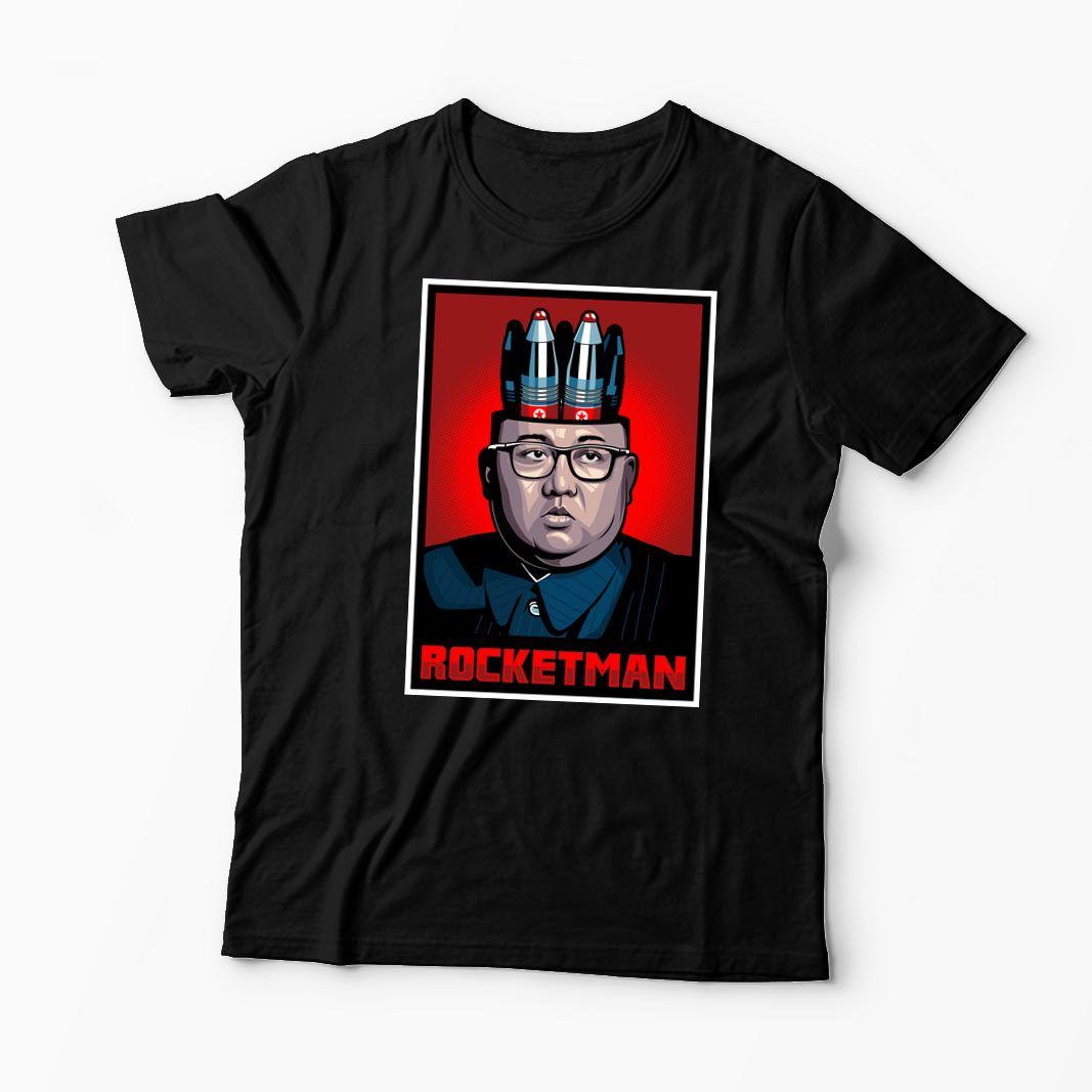 Tricou Personalizat Kim Jong-Un Rocketman - Bărbați-Negru