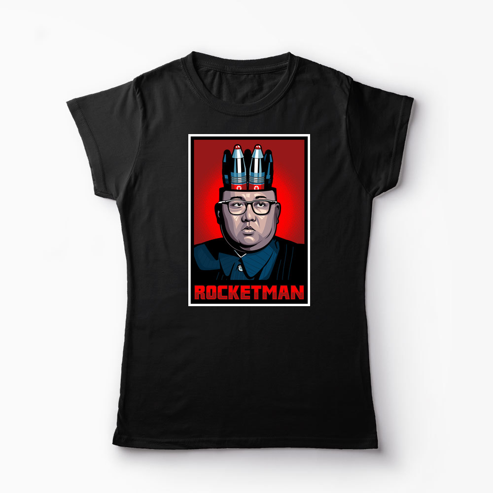Tricou Personalizat Kim Jong-Un Rocketman - Femei-Negru