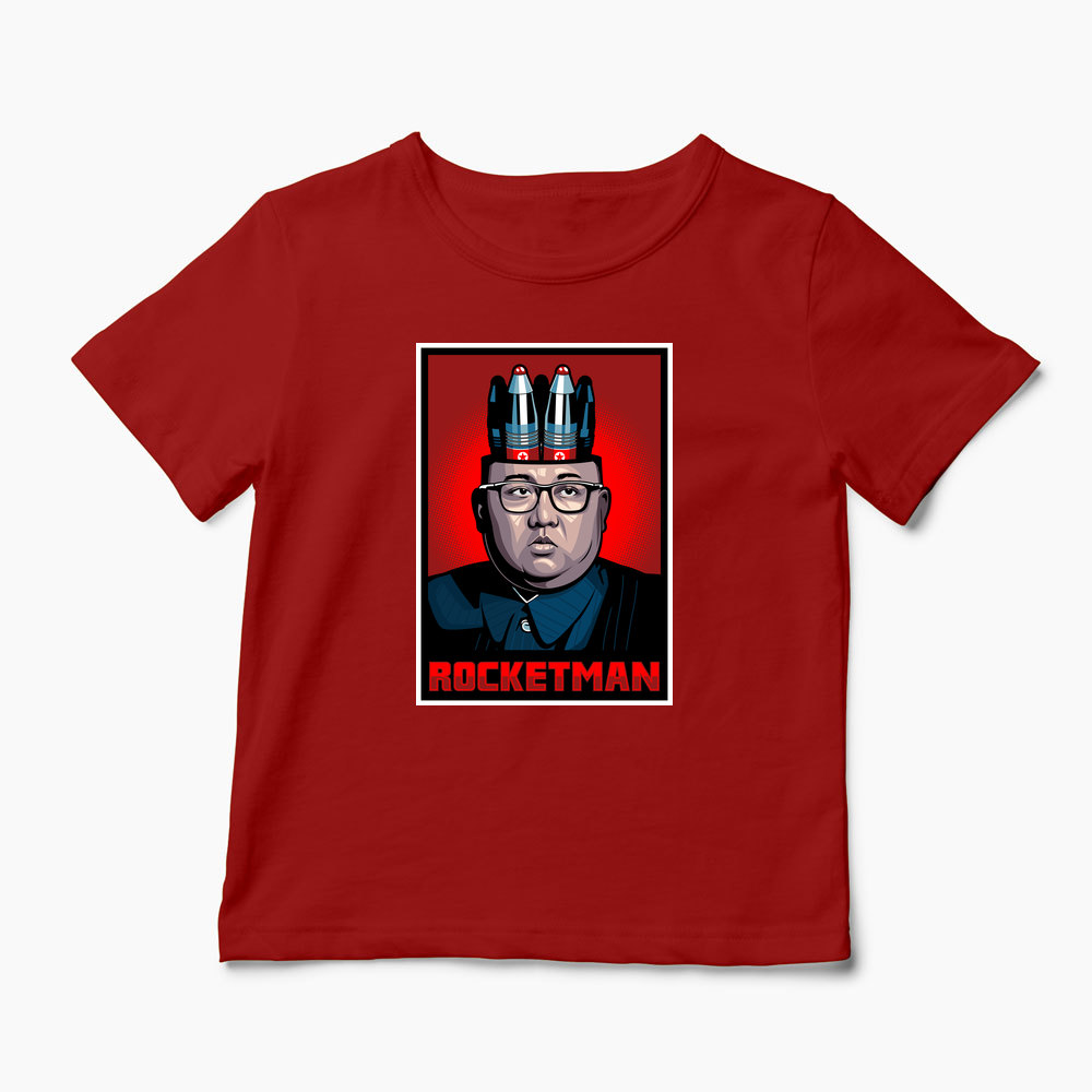 Tricou Personalizat Kim Jong-Un Rocketman - Copii-Roșu