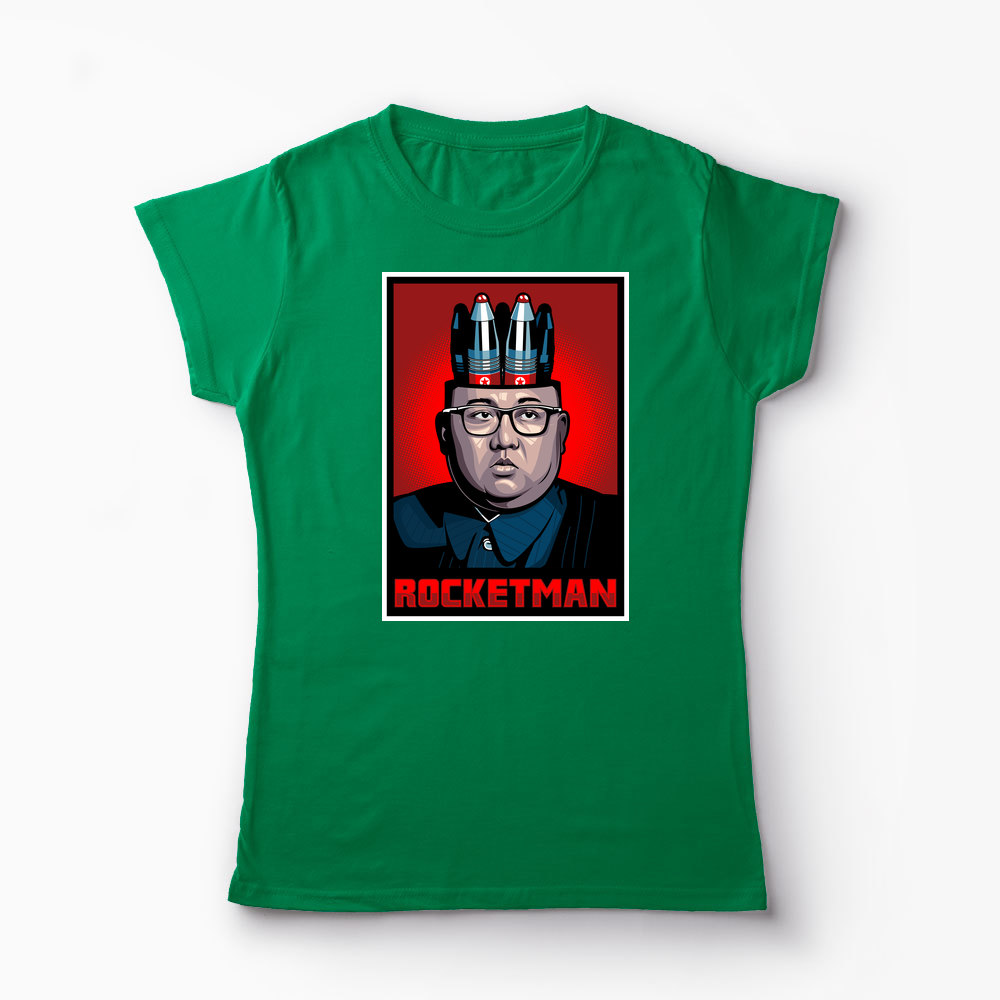 Tricou Personalizat Kim Jong-Un Rocketman - Femei-Verde