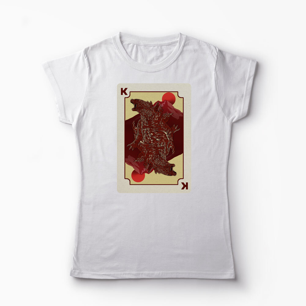 Tricou Personalizat King Card Godzilla Poker - Femei-Alb