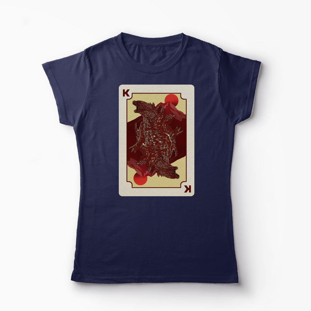 Tricou Personalizat King Card Godzilla Poker - Femei-Bleumarin