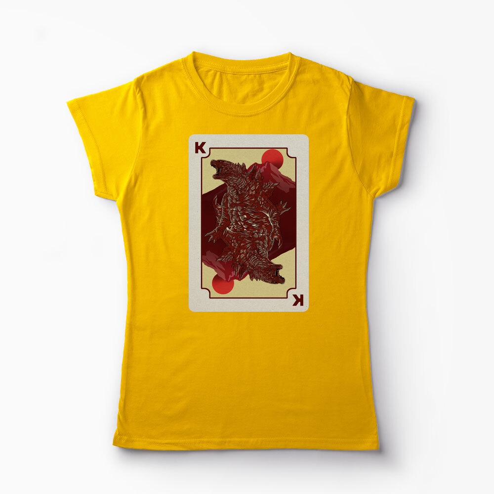 Tricou Personalizat King Card Godzilla Poker - Femei-Galben