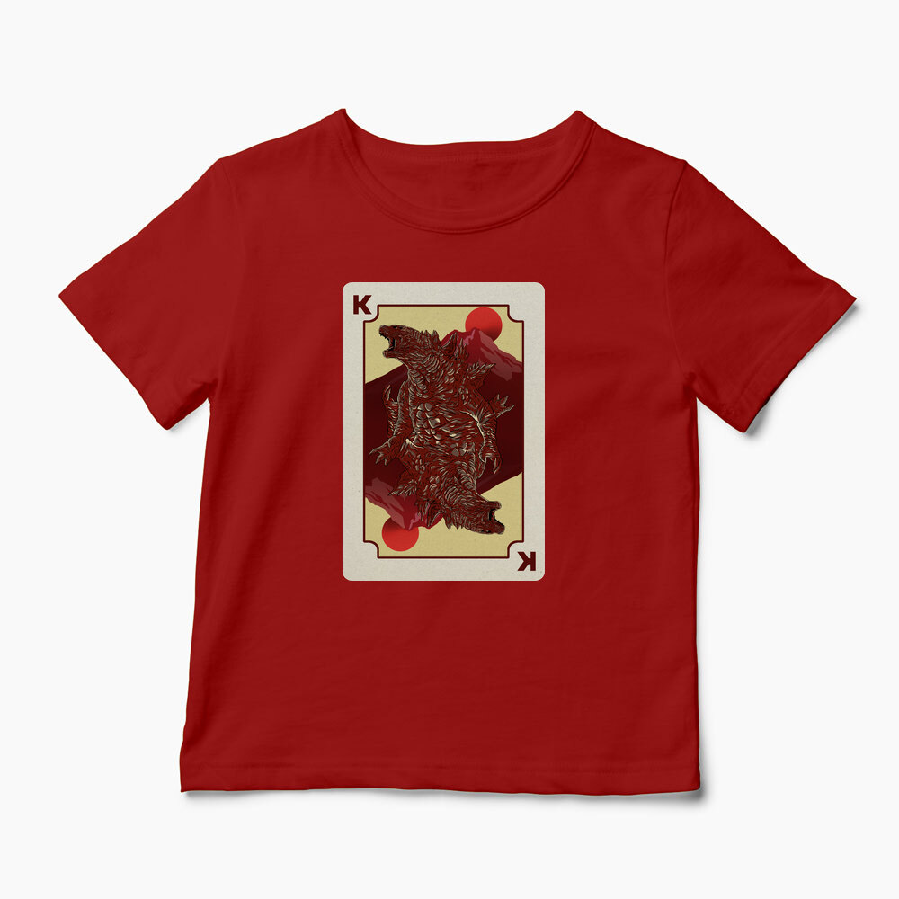 Tricou Personalizat King Card Godzilla Poker - Copii-Roșu