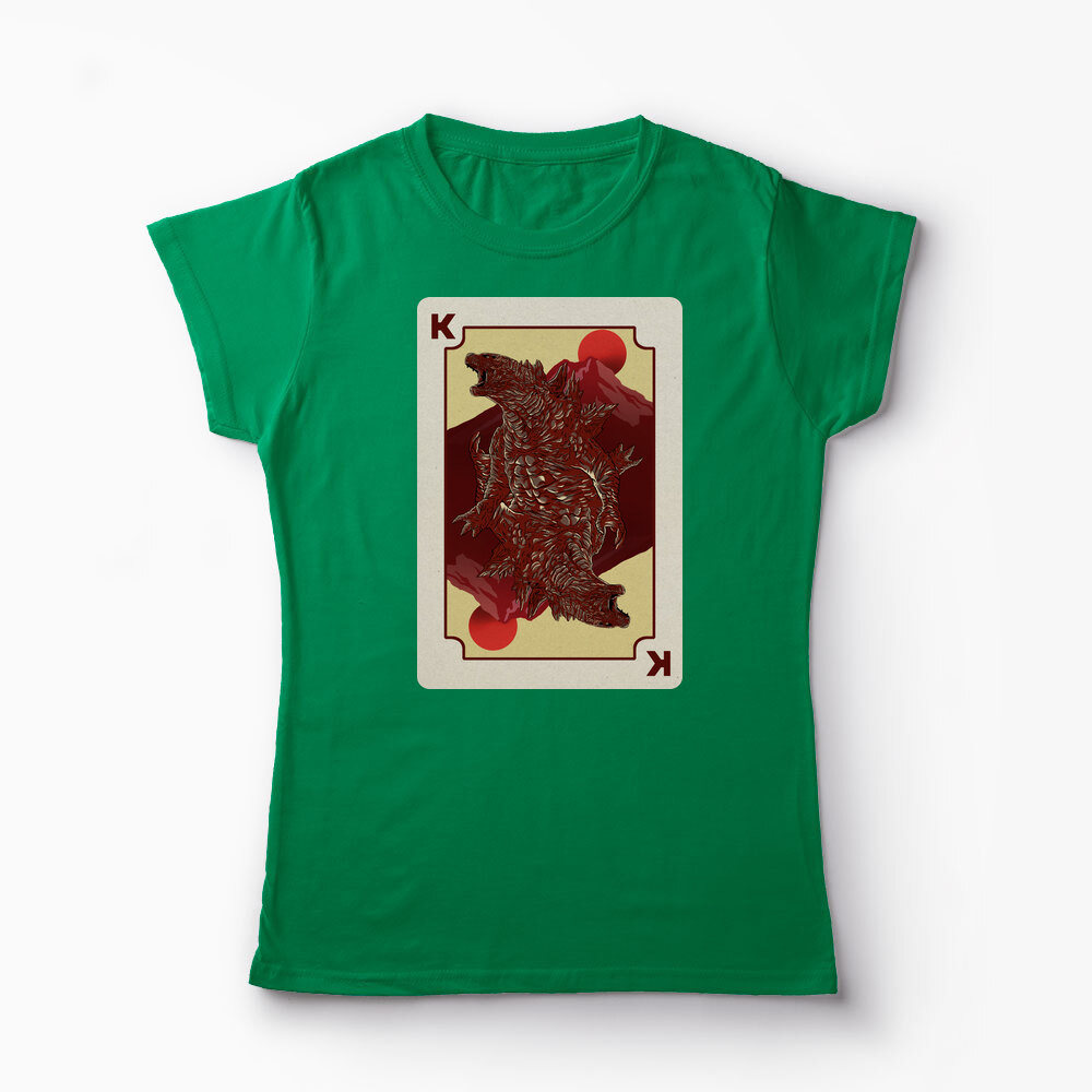 Tricou Personalizat King Card Godzilla Poker - Femei-Verde