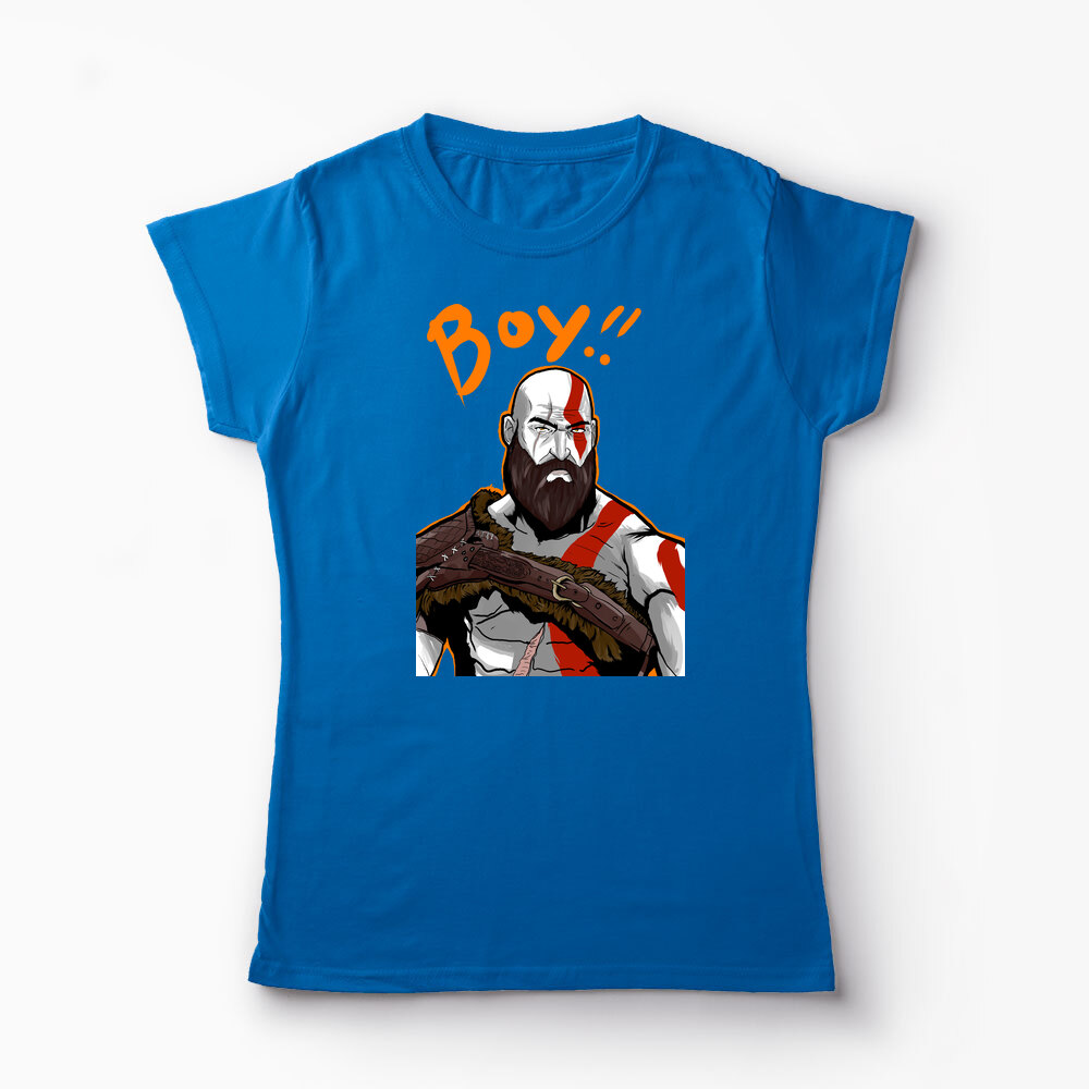 Tricou Personalizat Kratos BOY! - Femei-Albastru Regal