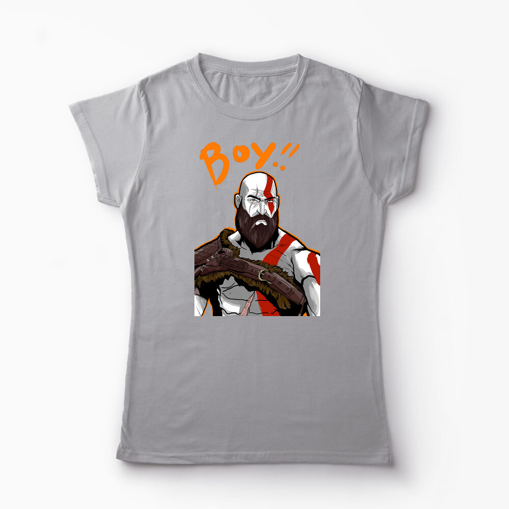Tricou Personalizat Kratos BOY! - Femei-Gri