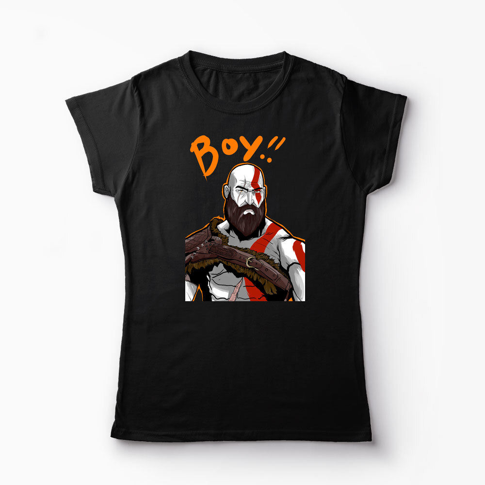 Tricou Personalizat Kratos BOY! - Femei-Negru