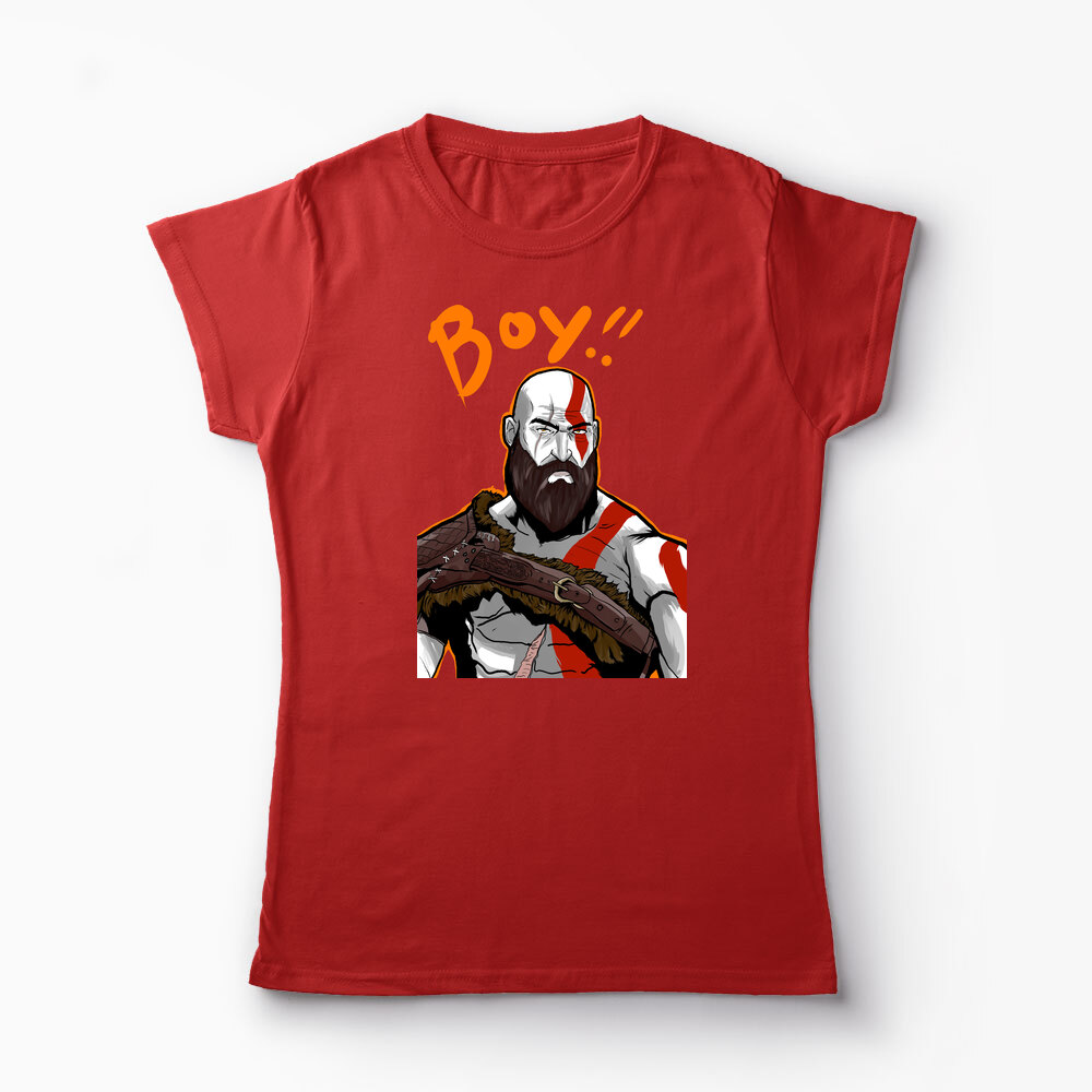 Tricou Personalizat Kratos BOY! - Femei-Roșu
