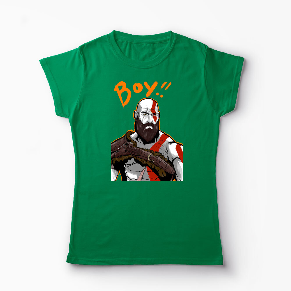 Tricou Personalizat Kratos BOY! - Femei-Verde