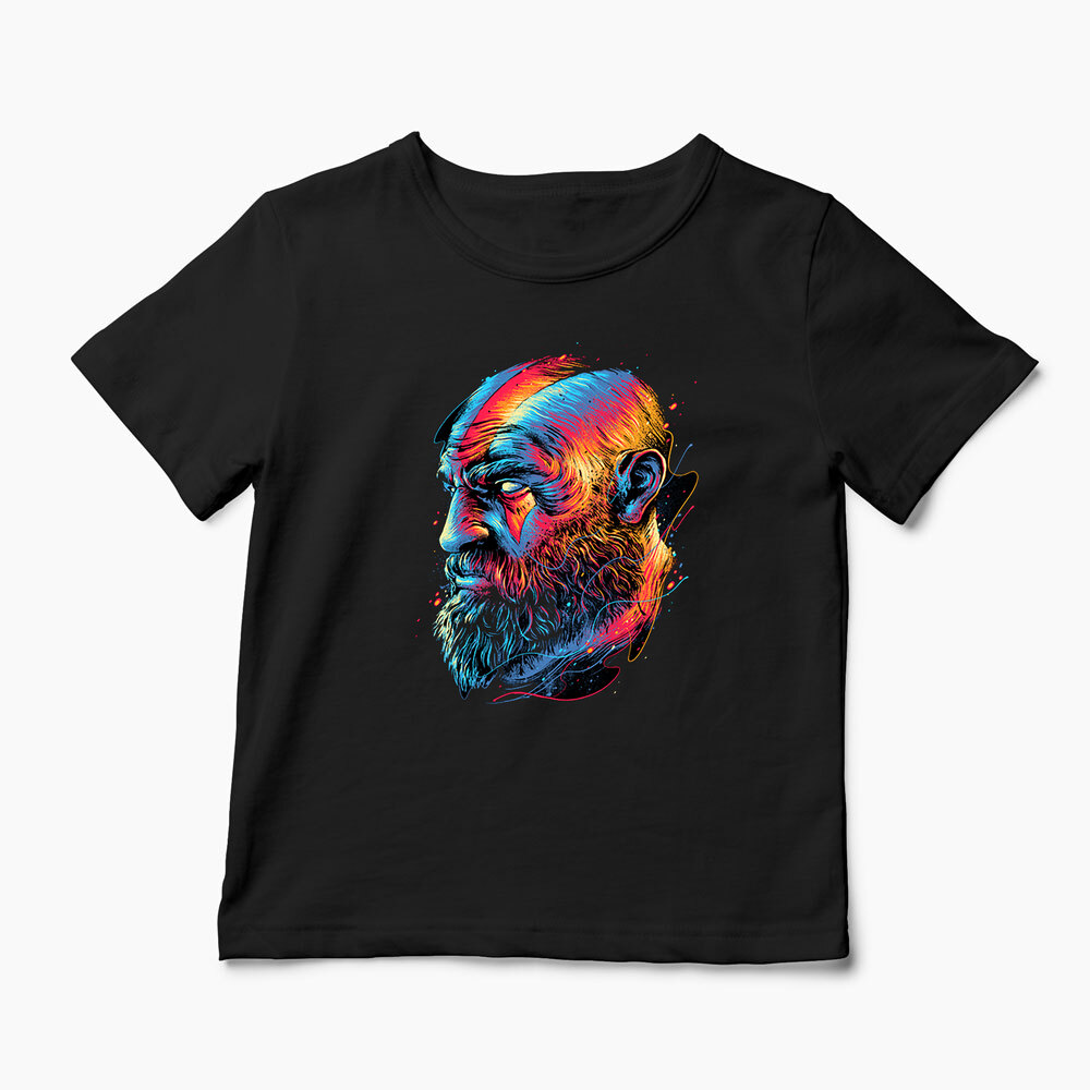 Tricou Personalizat Kratos GOW Artistic - Copii-Negru