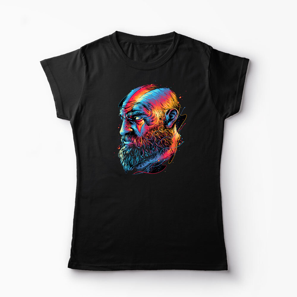 Tricou Personalizat Kratos GOW Artistic - Femei-Negru