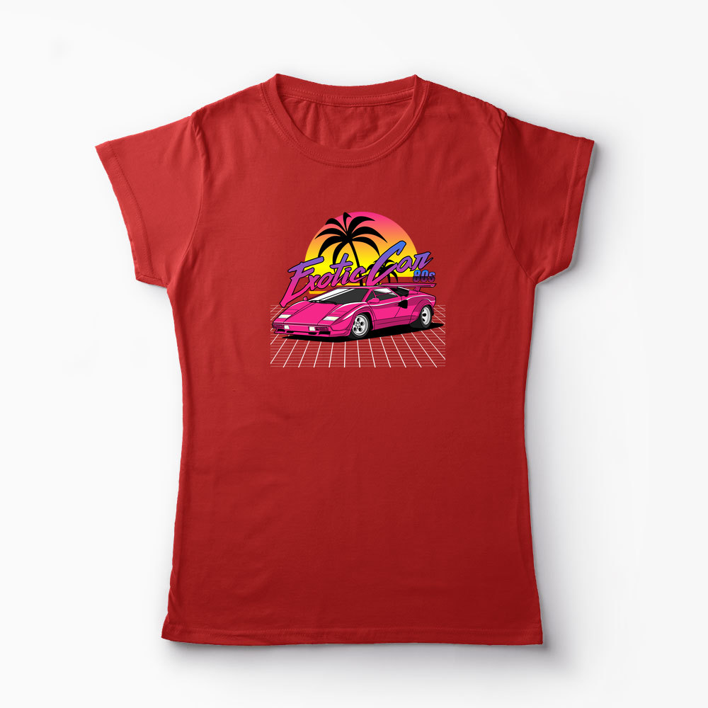 Tricou Personalizat Lamborghini Countach - Femei-Roșu