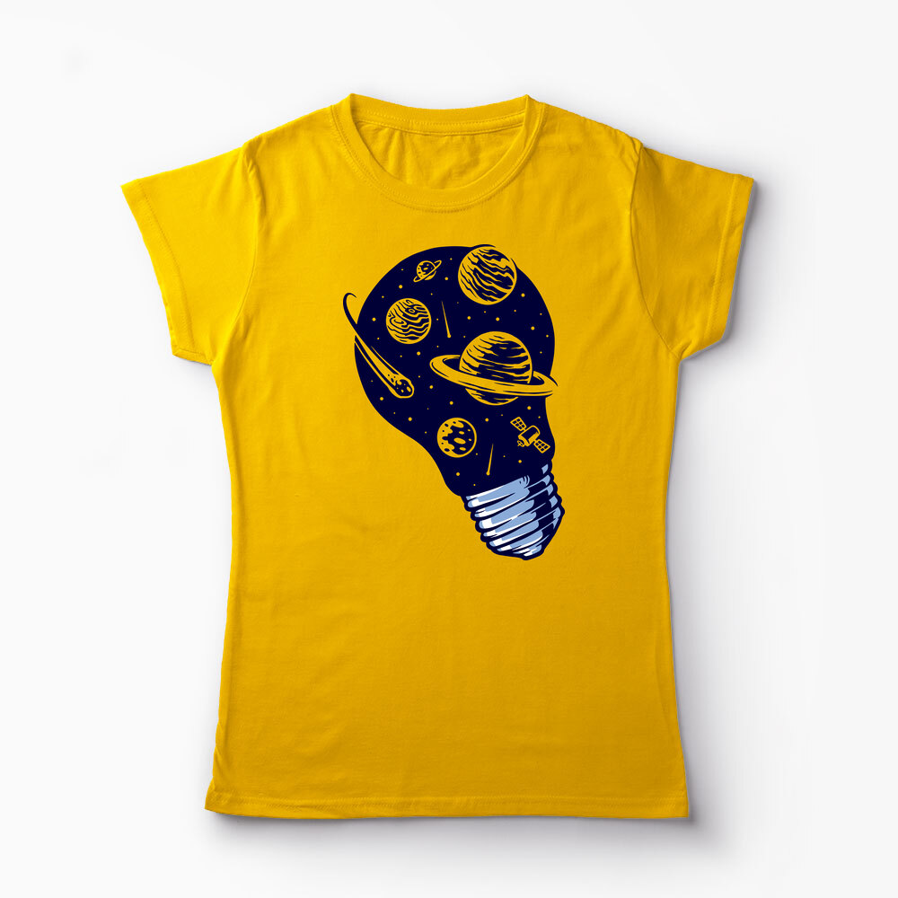Tricou Personalizat Lumini Spațiale - Femei-Galben