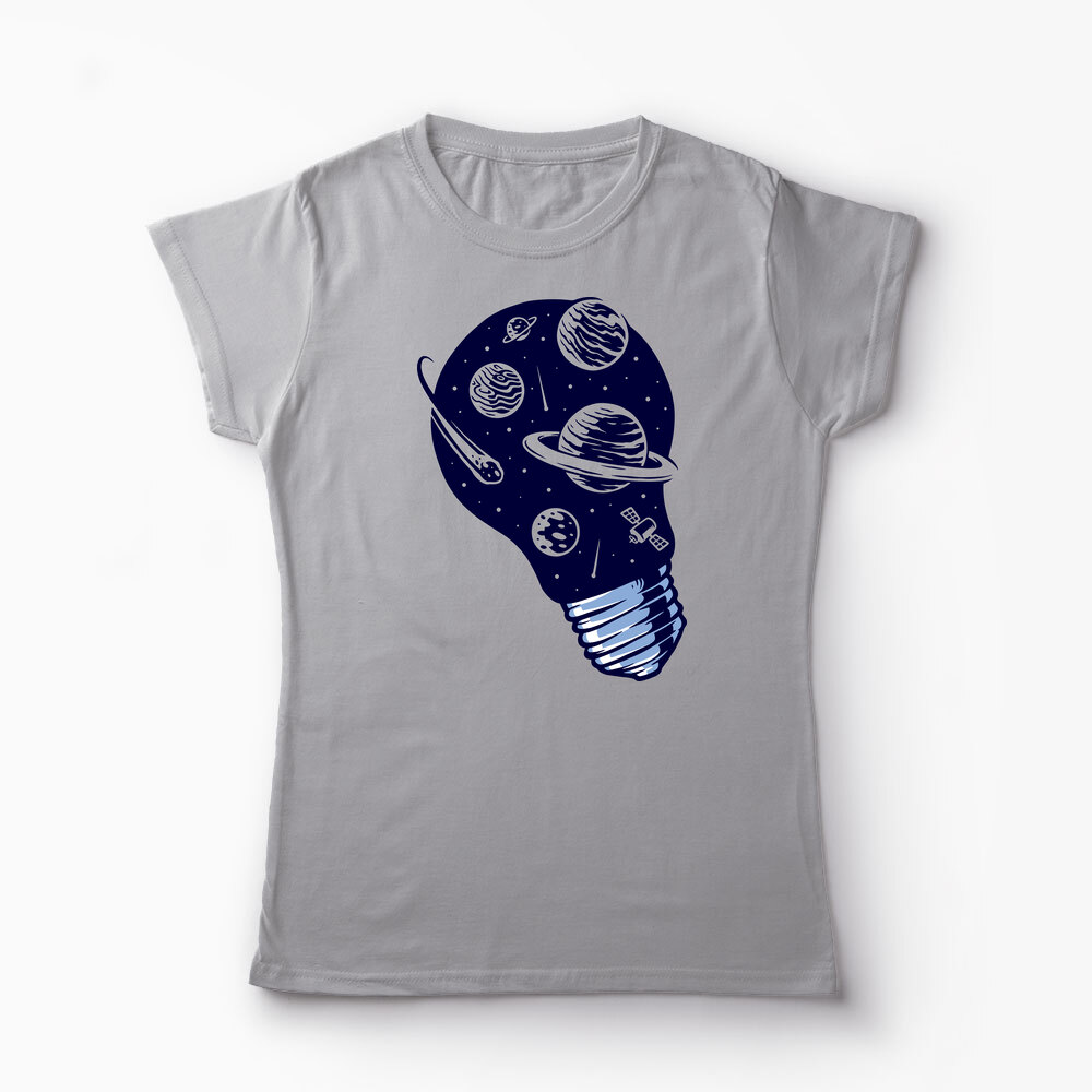 Tricou Personalizat Lumini Spațiale - Femei-Gri