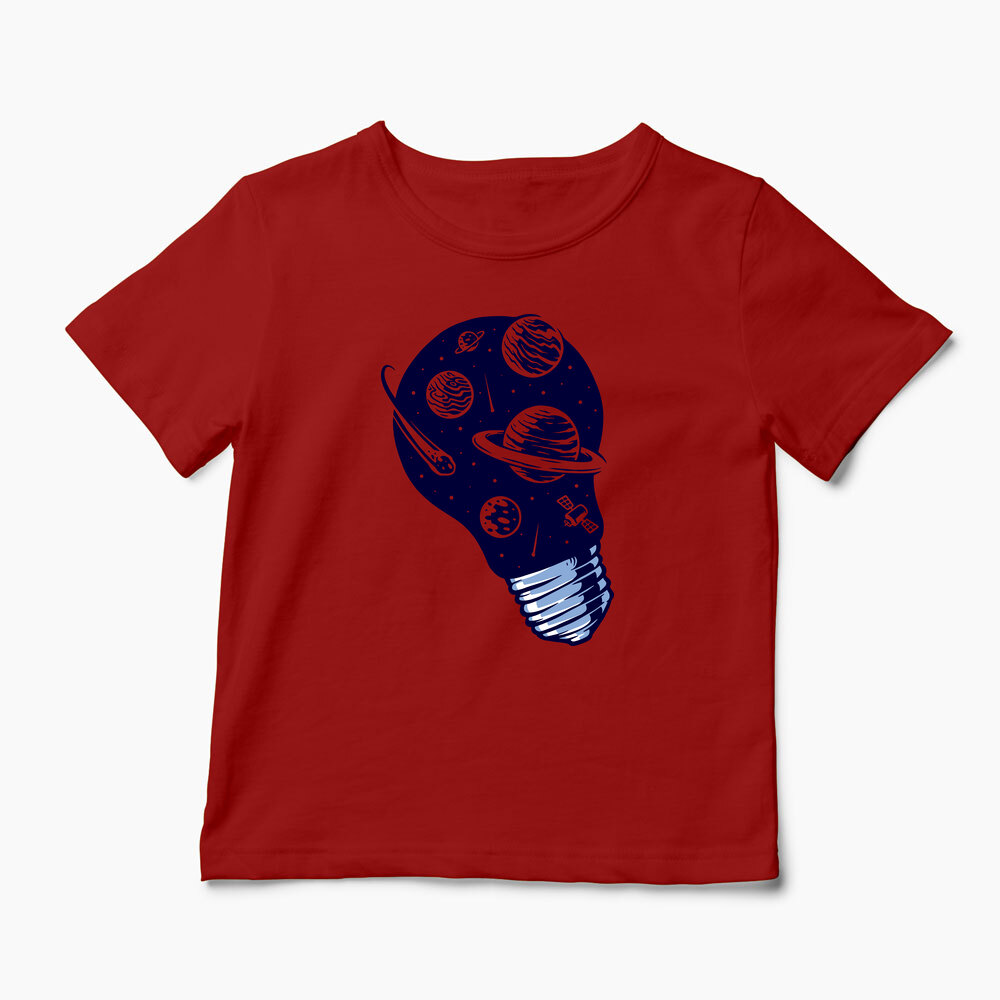 Tricou Personalizat Lumini Spațiale - Copii-Roșu