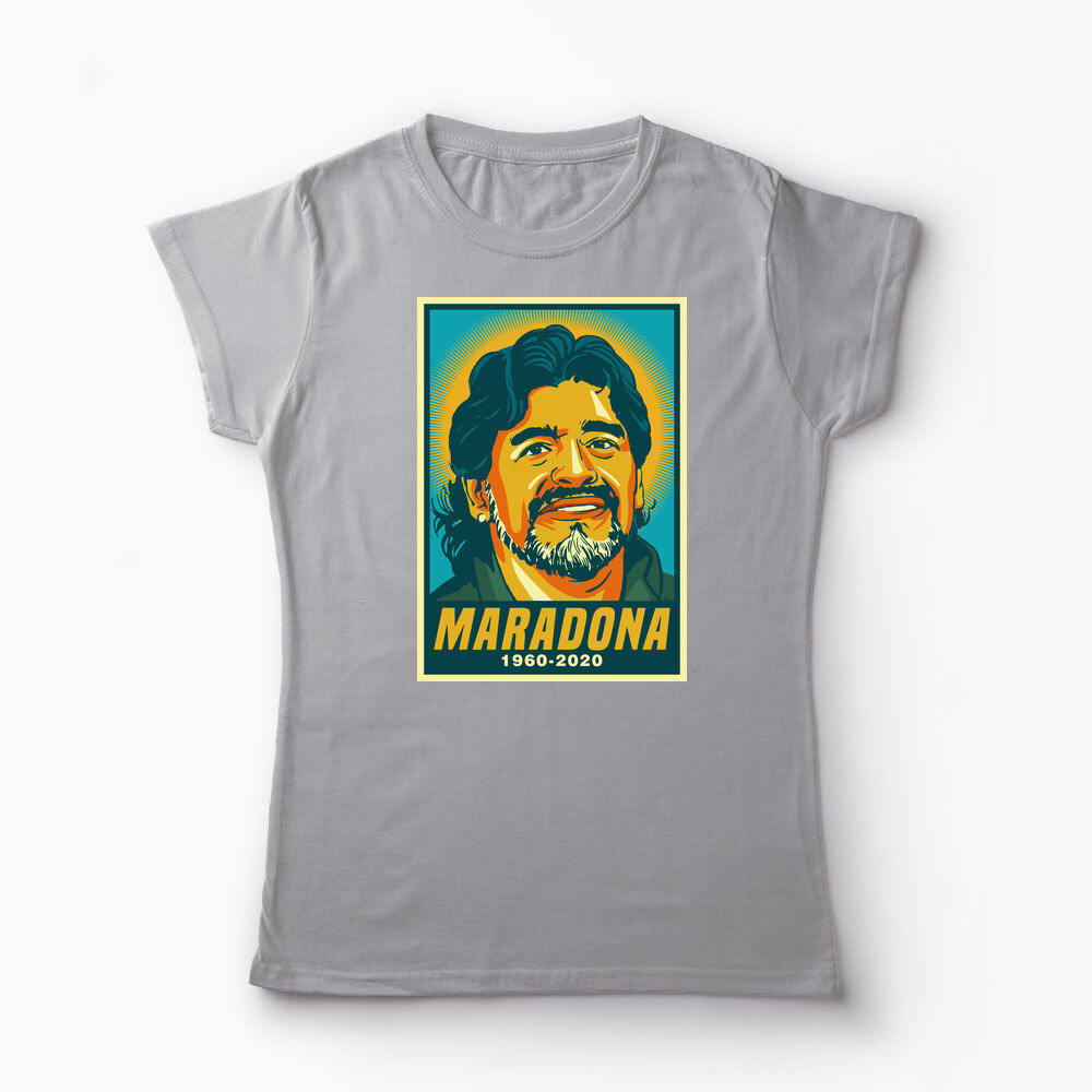 Tricou Personalizat Maradona RIP 1960-2020 - Femei-Gri