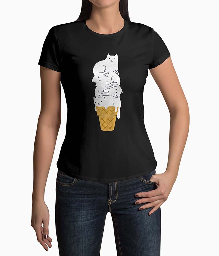 Tricou Femei Personalizat Inghetata Pisici