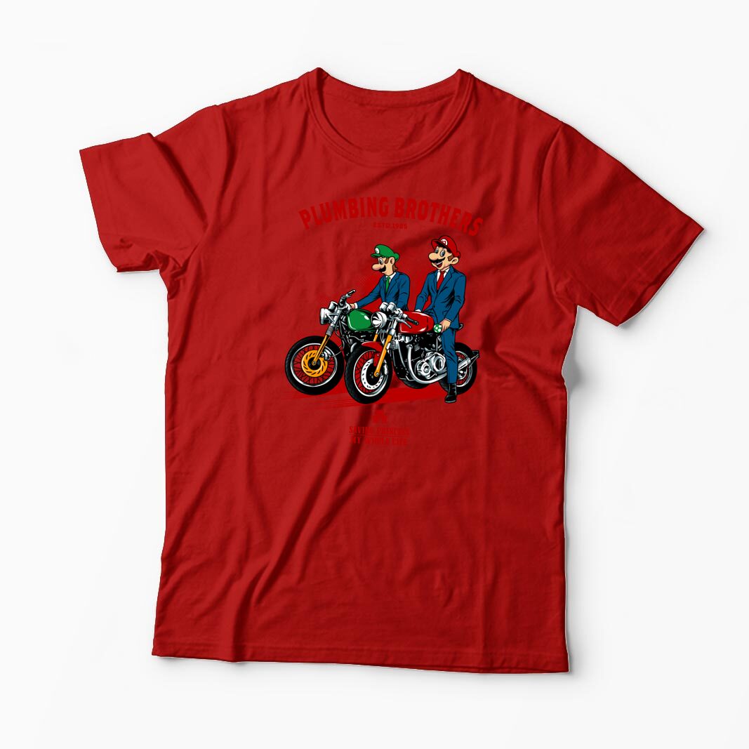 Tricou Personalizat Motocicliști Mario Brothers - Bărbați-Roșu