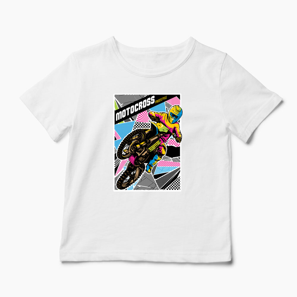 Tricou Personalizat Motocross Freestyle - Copii-Alb