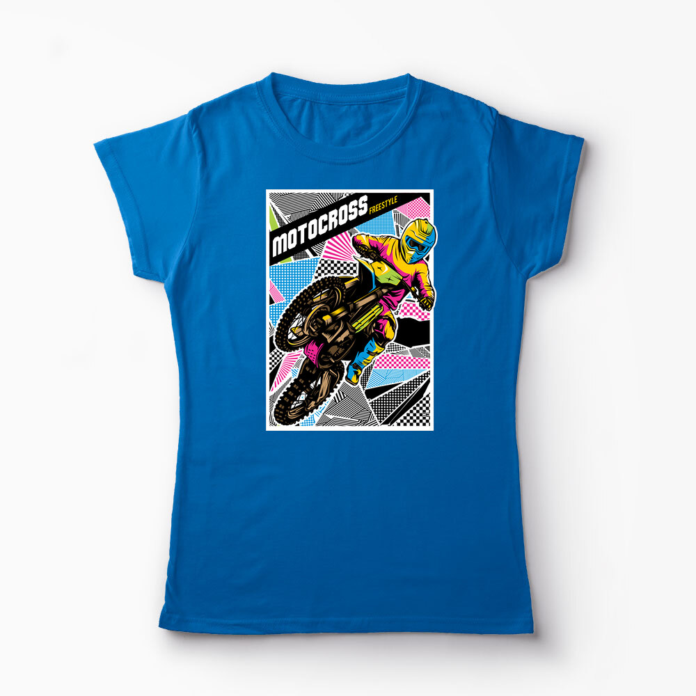Tricou Personalizat Motocross Freestyle - Femei-Albastru Regal