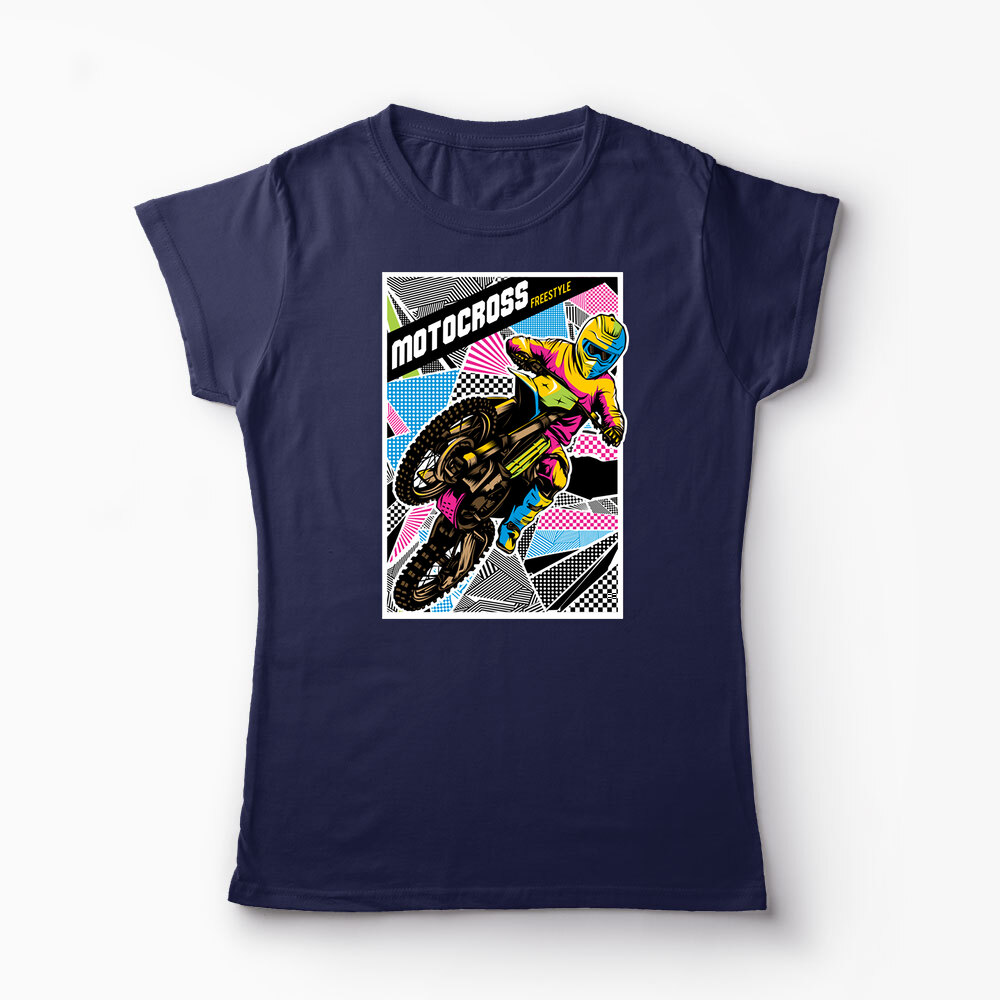 Tricou Personalizat Motocross Freestyle - Femei-Bleumarin
