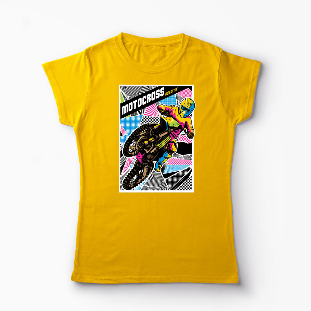 Tricou Personalizat Motocross Freestyle - Femei-Galben