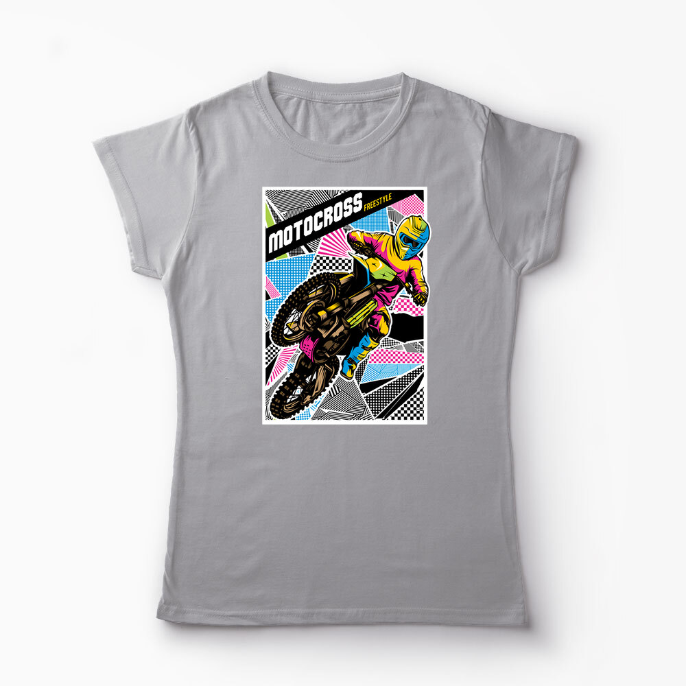 Tricou Personalizat Motocross Freestyle - Femei-Gri