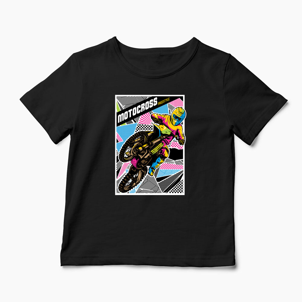 Tricou Personalizat Motocross Freestyle - Copii-Negru