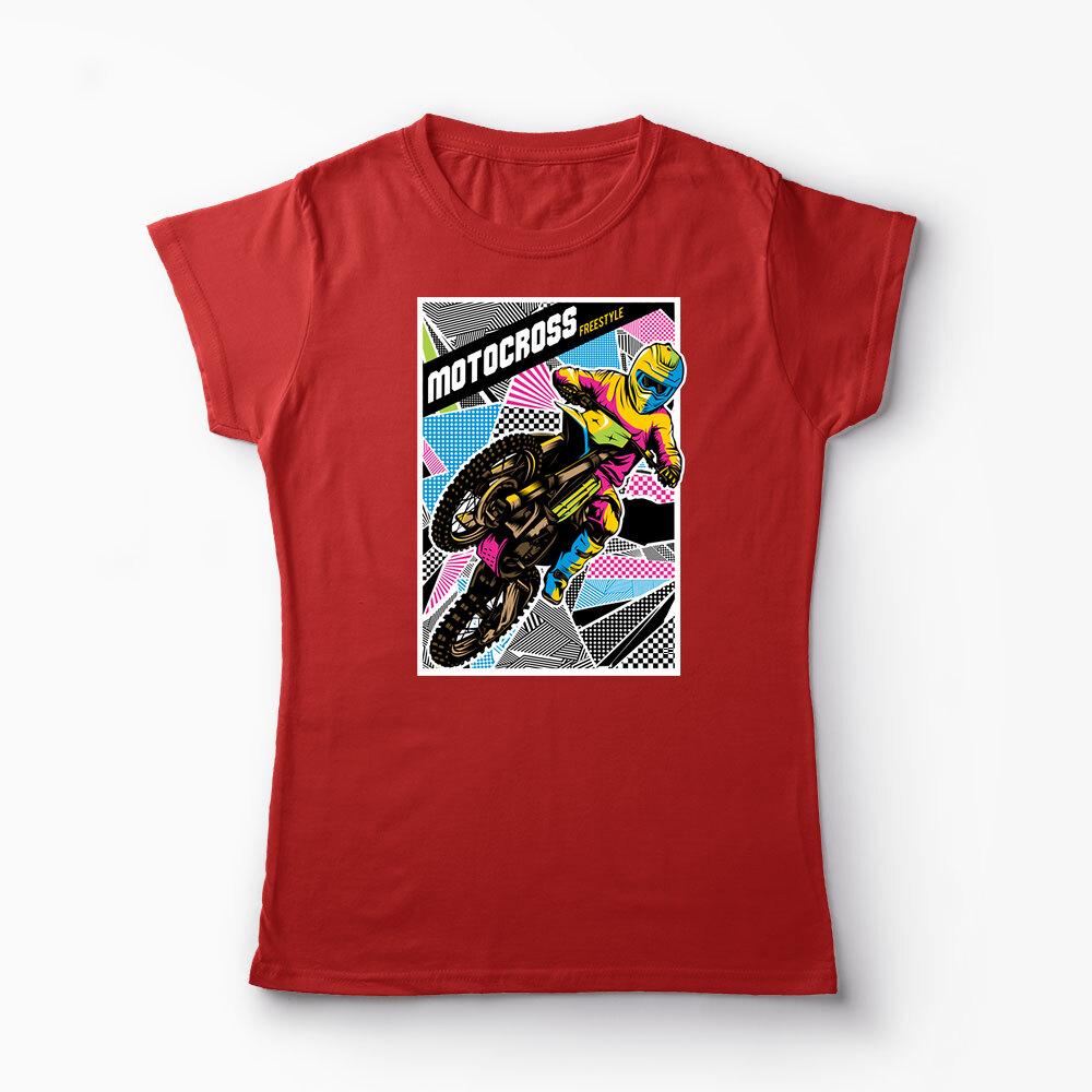Tricou Personalizat Motocross Freestyle - Femei-Roșu