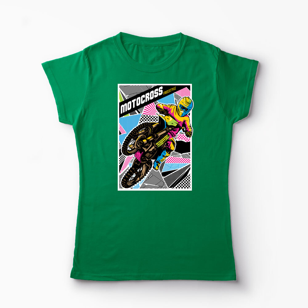 Tricou Personalizat Motocross Freestyle - Femei-Verde