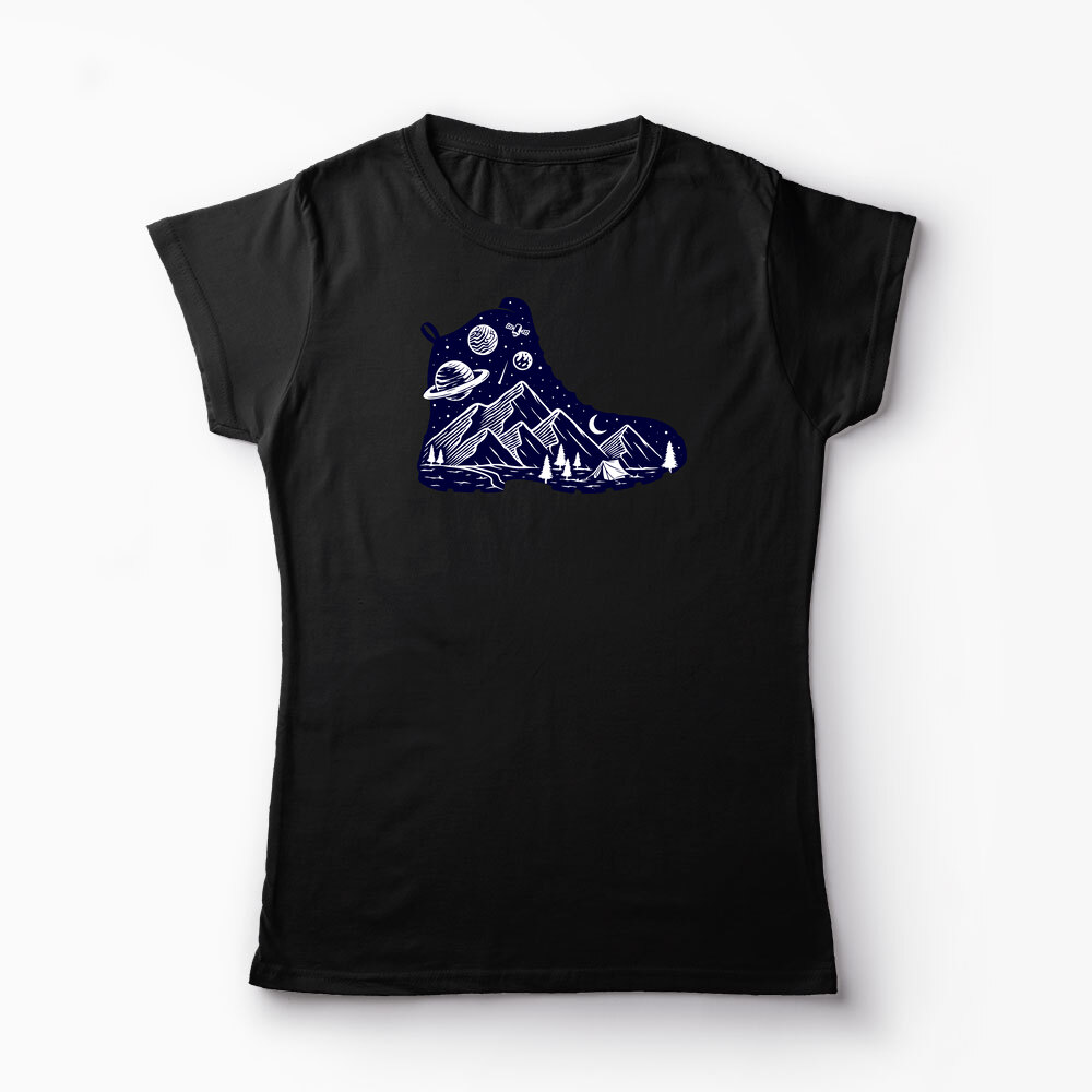 Tricou Personalizat Pas Spre Natură - Step To Nature - Femei-Negru