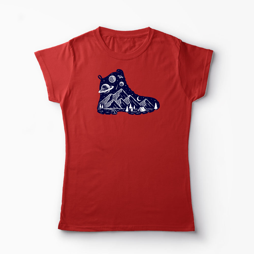 Tricou Personalizat Pas Spre Natură - Step To Nature - Femei-Roșu