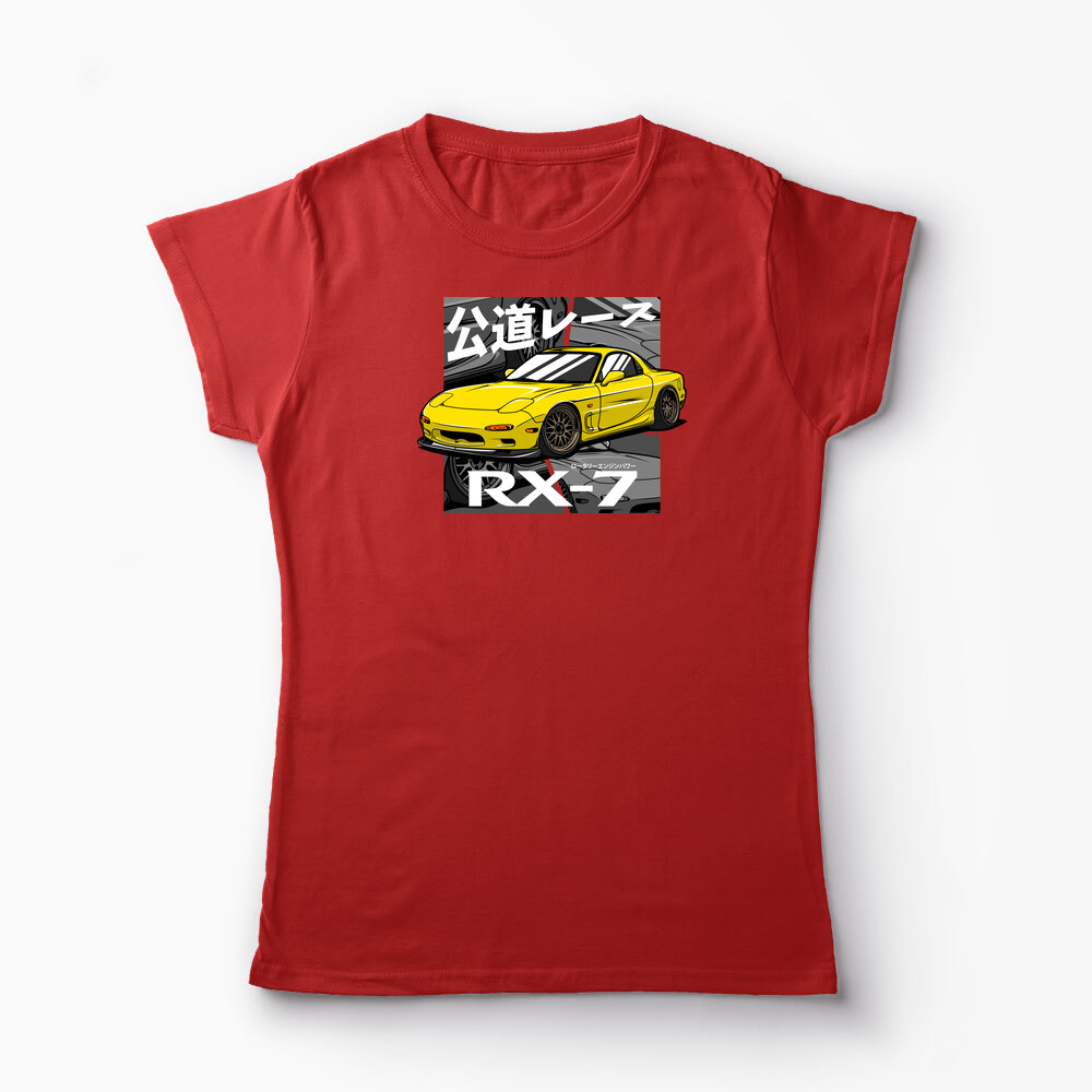 Tricou Personalizat Pasionați Mazda RX7 - Femei-Roșu