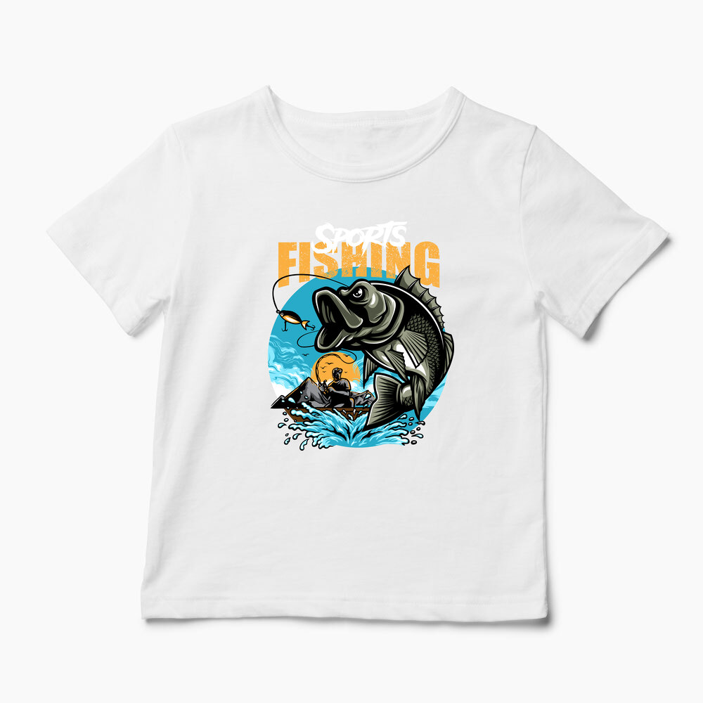 Tricou Personalizat Pescuit Sportiv - Copii-Alb