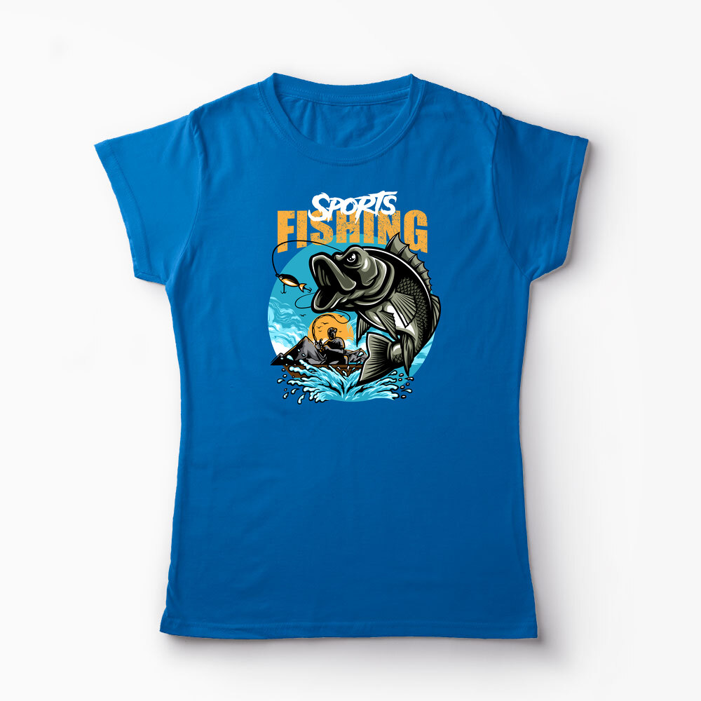 Tricou Personalizat Pescuit Sportiv - Femei-Albastru Regal